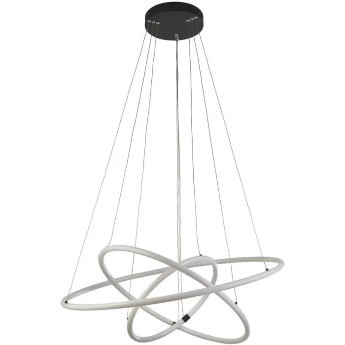 Searchlight Revolve 40176-3BK opaal kleurige hanglamp met drie ringen
