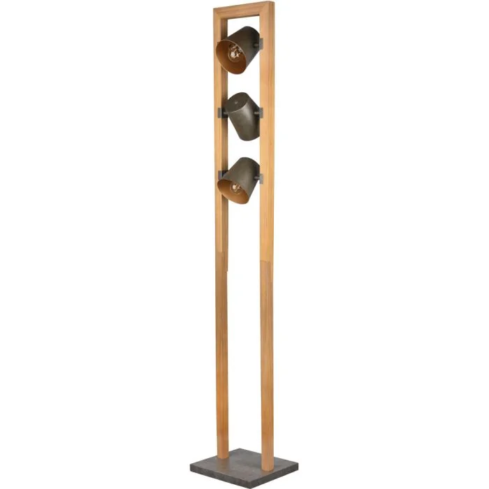 Trio Bell 401900367 antiek stalen vloerlamp met hout