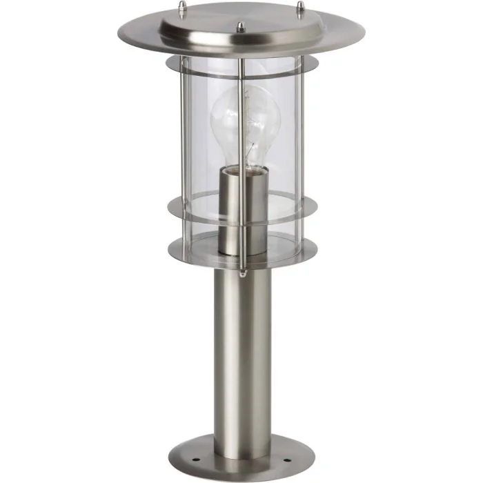 Brilliant York 44784/82 RVS sokkellamp met cilindervormige glazen kap