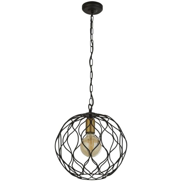 Searchlight Finesse 4511-1BK zwart met goud kleurige hanglamp