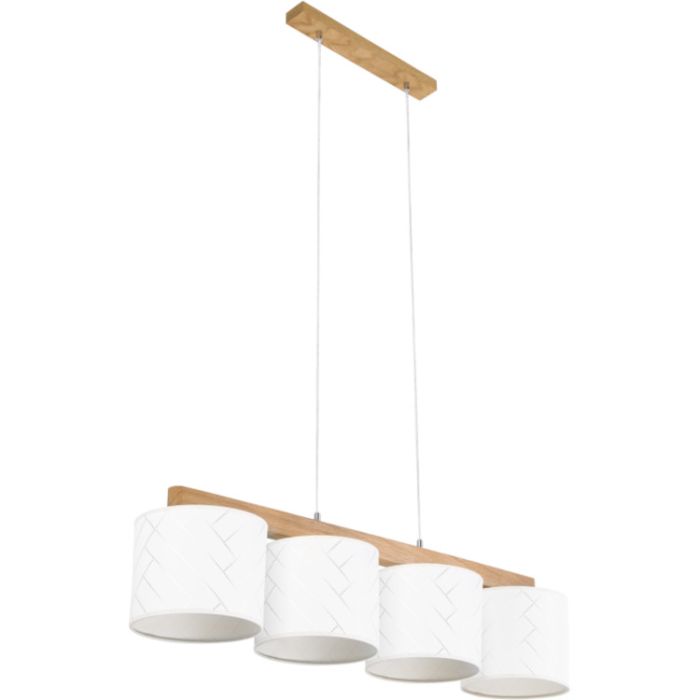 Britop Punto 524910404 eikenhouten hanglamp met wit kunststof kapjes