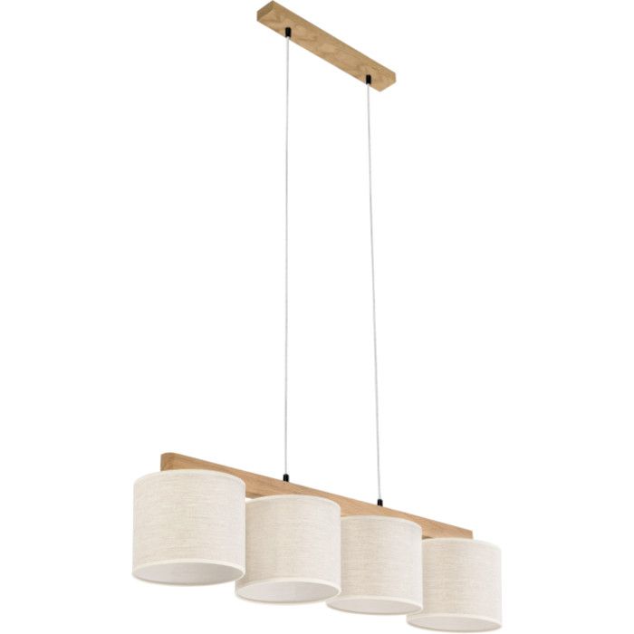 Britop Boho 529110404 eikenhouten hanglamp met linnen kappen