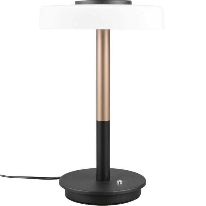 Trio Celeste 554910165 koffie bruine tafellamp met wit glas