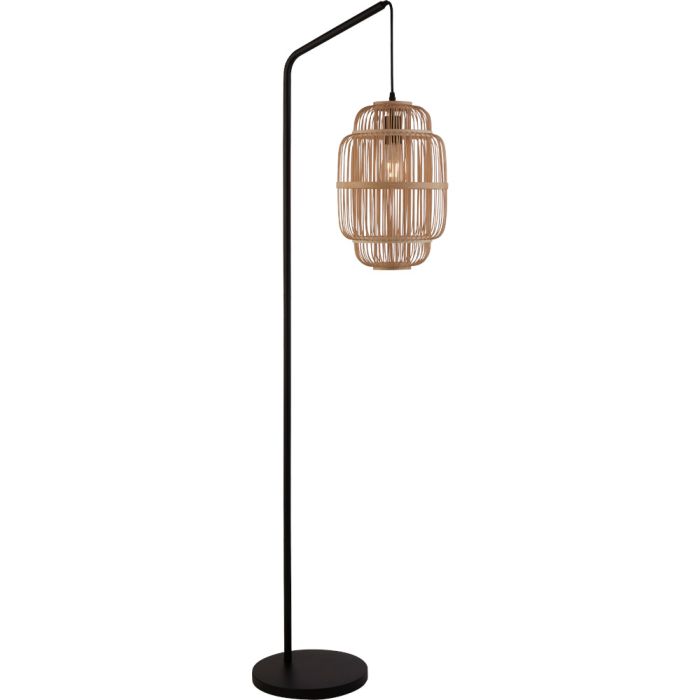 Searchlight Java EU60096BK zwarte vloerlamp met bamboe kap