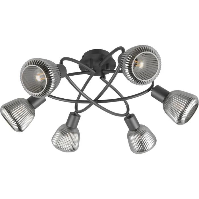 trio Tarifa 662800632 zwarte plafondlamp met verchroomd glas