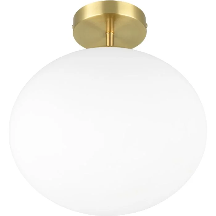 Trio Fomento 663100108 messing plafondlamp met wit glas