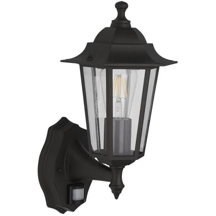Searchlight Alex 68001BK mat zwarte buitenlamp met bewegingsmelder