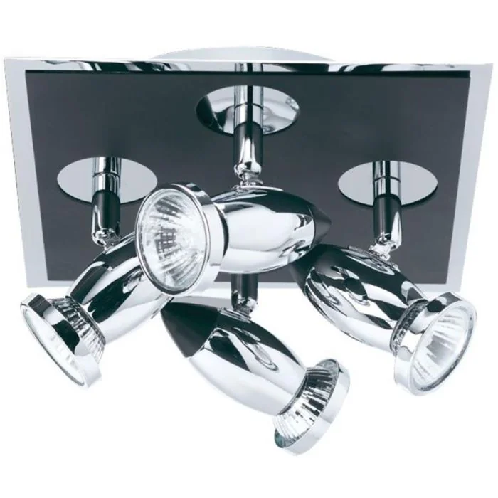 Searchlight Comet 7494 mat zwarte spot met chromen spotjes