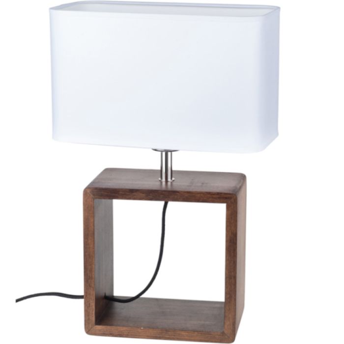 Britop Cadre 7702976 witte tafellamp met walnoot voet