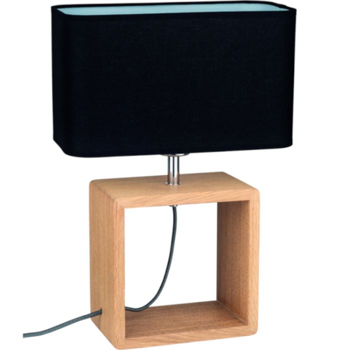 Britop Cadre 7704974 eikenhouten tafellamp met zwarte kap