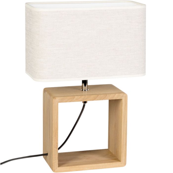Britop Boho 77091174 eikenhouten tafellamp met linnen kap