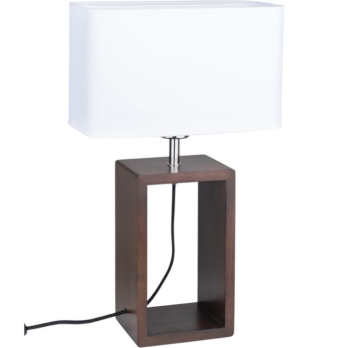 Britop Cadre 7712976 witte tafellamp met walnoot voet