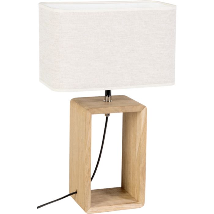 Britop Boho 77191174 eikenhouten tafellamp met linnen kap
