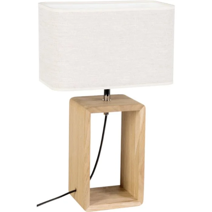 Britop Boho 77191174 eikenhouten tafellamp met linnen kap