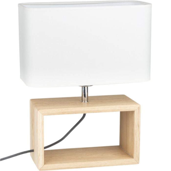 Britop Cadre 7722974 eikenhouten tafellamp met witte kap