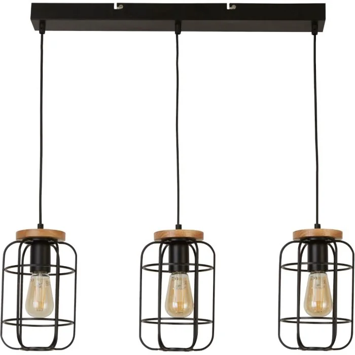 Searchlight Vision 81953-3BK zwarte hanglamp met hout