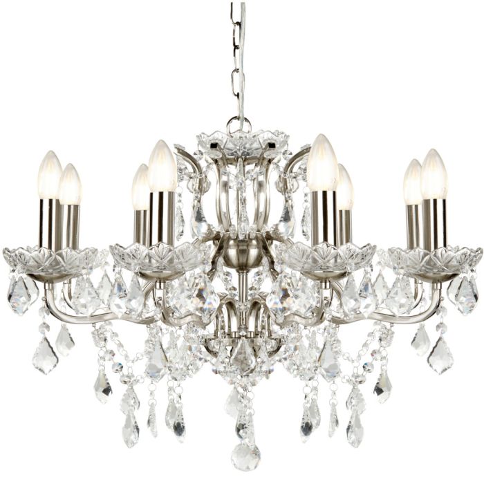 Searchlight Paris 8738-8SS staal kleurige kroonluchter met kristal