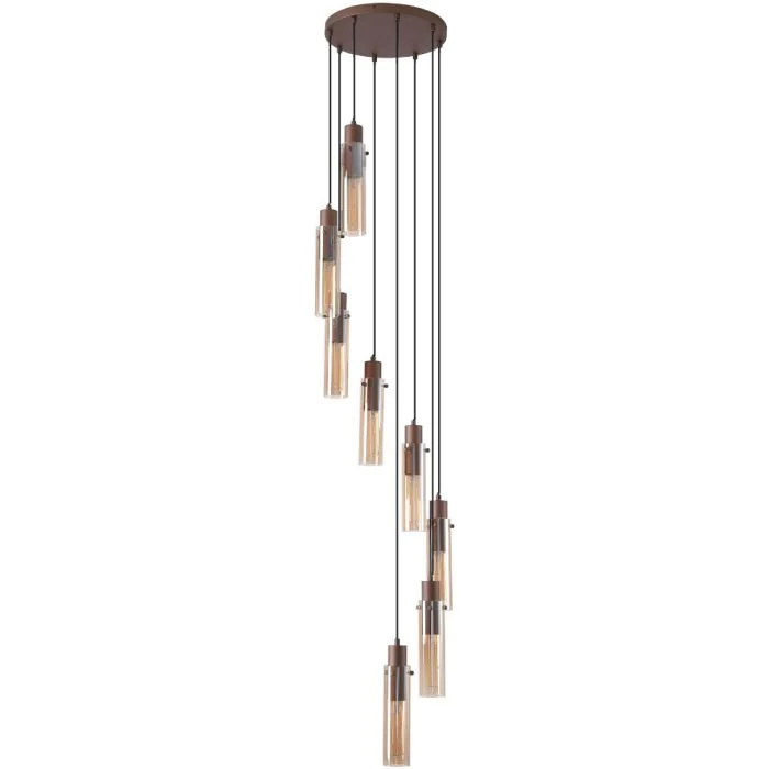 Searchlight Zweden 88920-8MO mokka hanglamp met amber glas