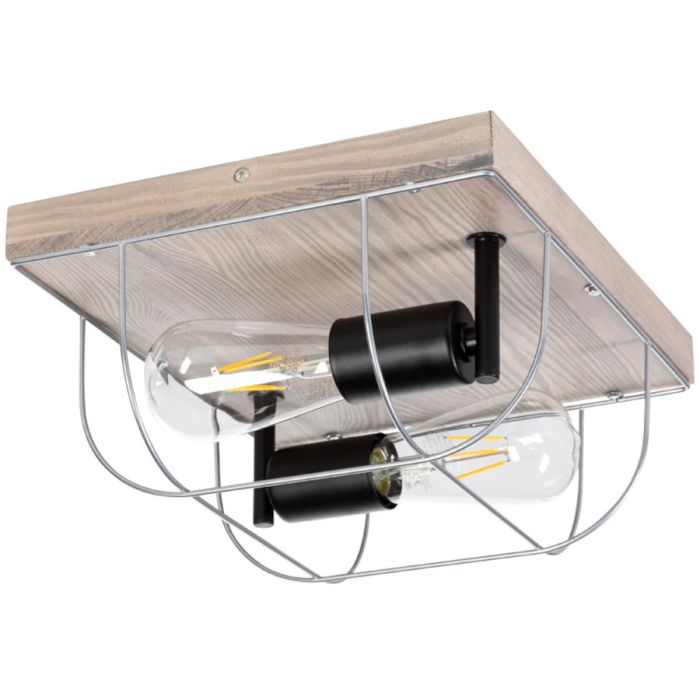 Britop Netuno 92072257 zwart met zilver plafondlamp met grijs grenen
