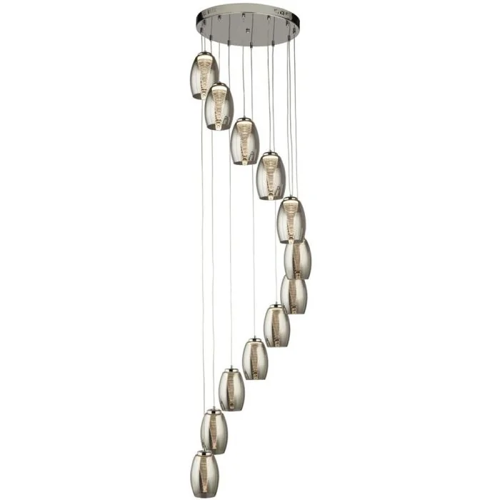 Searchlight Cyclone 97291-12SM rookglazen hanglamp