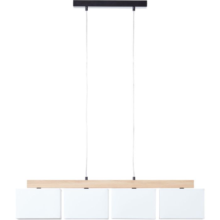 Brilliant Rayan 99441/35 eikenhouten hanglamp met wit textiele kappen