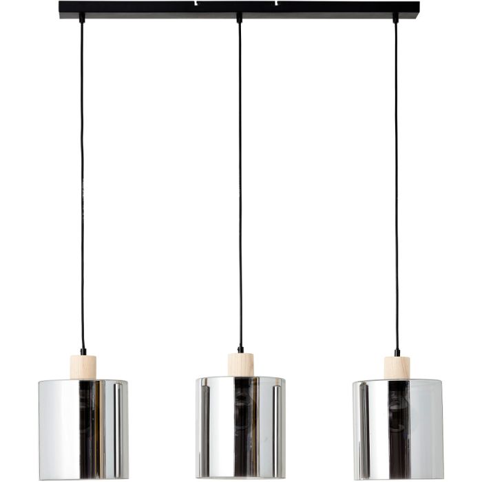 Brilliant Weald 99895/93 zwarte hanglamp met hout en rookglas