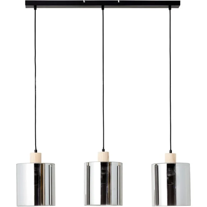 Brilliant Weald 99895/93 zwarte hanglamp met hout en rookglas