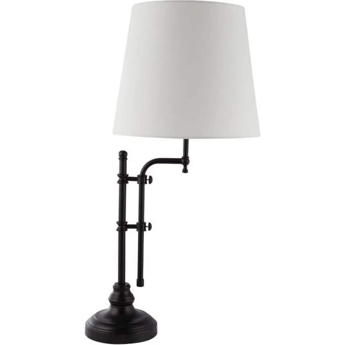 Searchlight Munich EU12082-1BK zwarte tafellamp met linnen kap