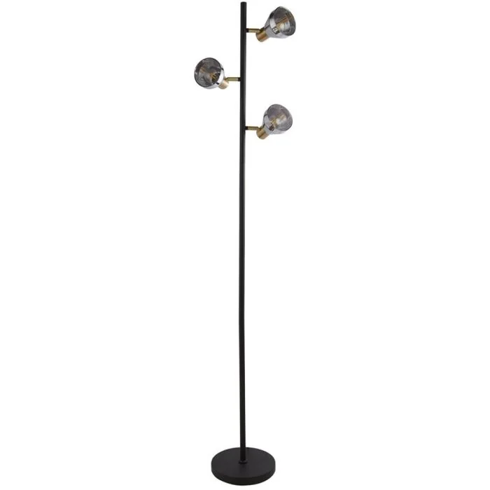 Searchlight Westminster EU23803-3SM zwarte vloerlamp met verchroomd glas