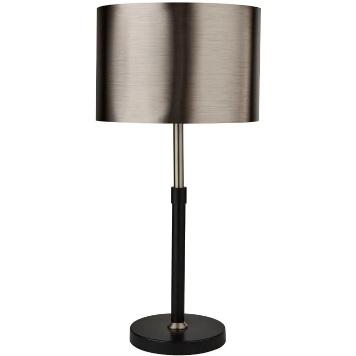 Searchlight Rachel EU3877BK zwarte tafellamp met staal kleurige kap