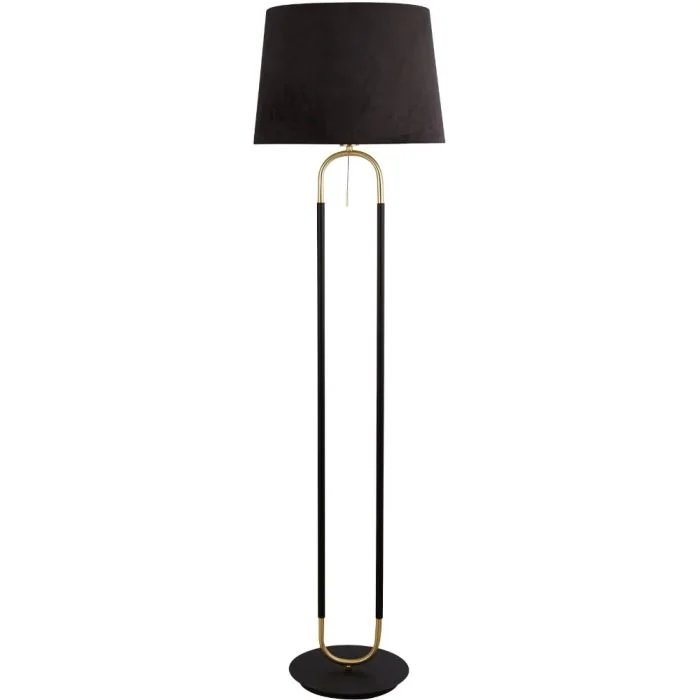 Searchlight Jazz EU41432SB zwarte vloerlamp met zwart fluwelen kap