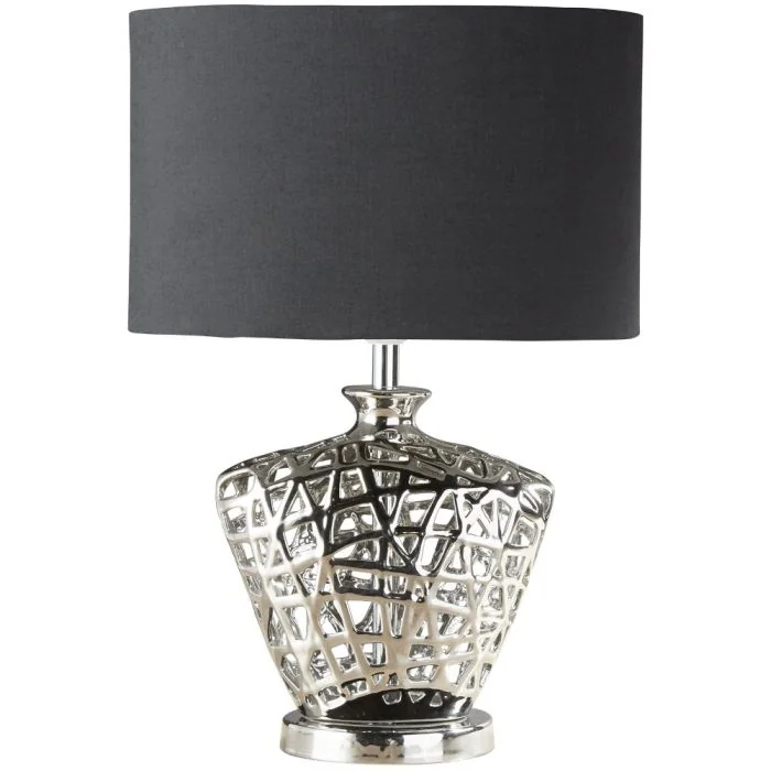 Searchlight Network EU4552CC chromen tafellamp met zwarte kap