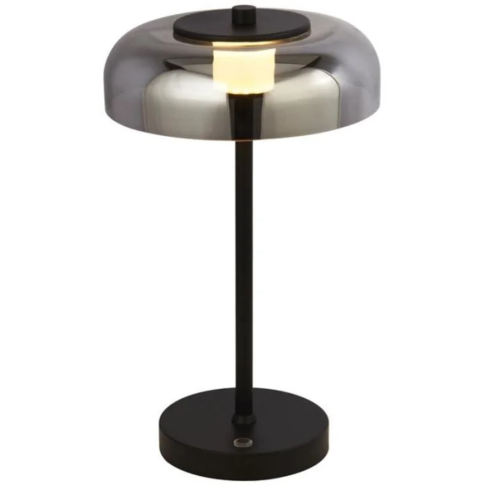 Searchlight Frisbee EU59801-1SM zwarte tafellamp met touchdimmer