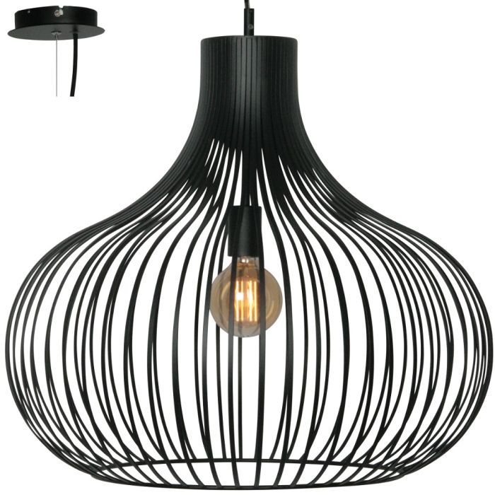 Freelight Aglio H7844Z zwarte hanglamp van dunne reepjes metaal
