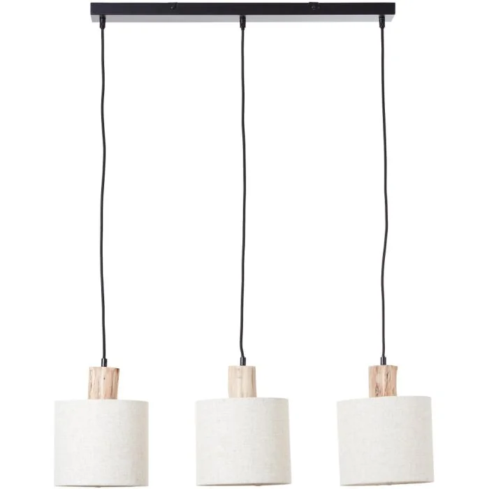 Brilliant Pia 99538/96 houten hanglamp met kappen van textiel