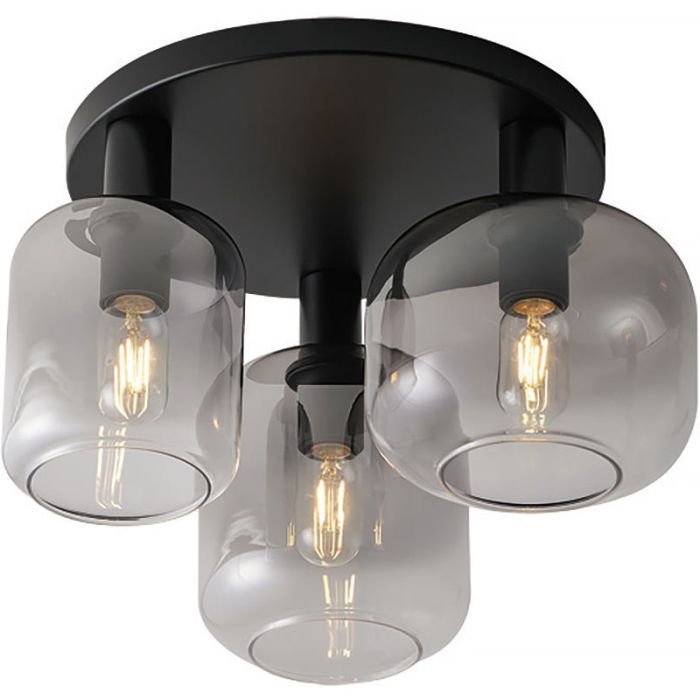 Freelight Vario PL2633SK zwarte plafondlamp met rookglas