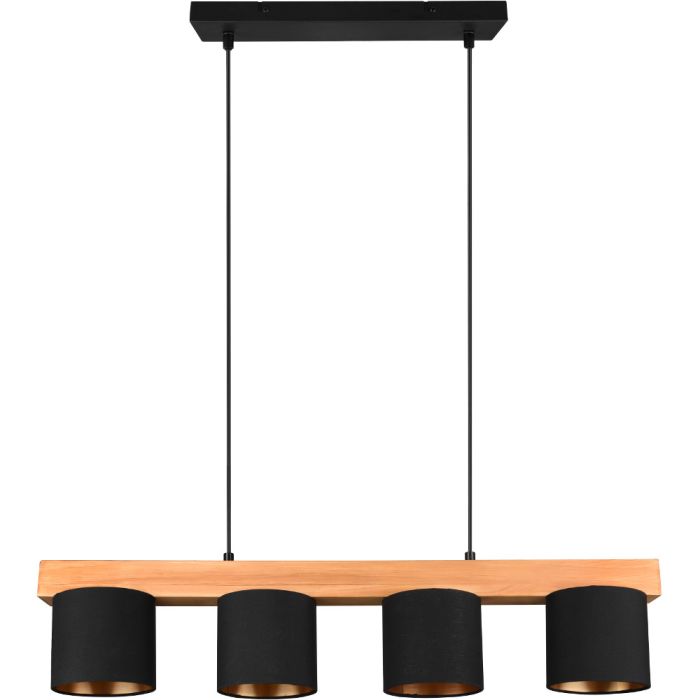 Trio Cameron R30654002 houten hanglamp met zwarte kapjes