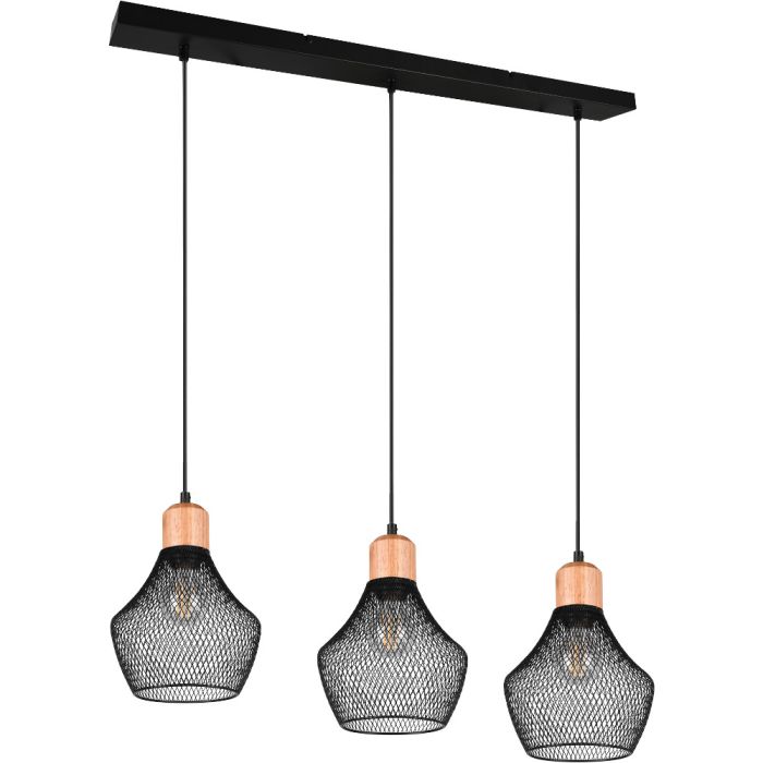 Trio Valeria R31283032 zwarte hanglamp met hout