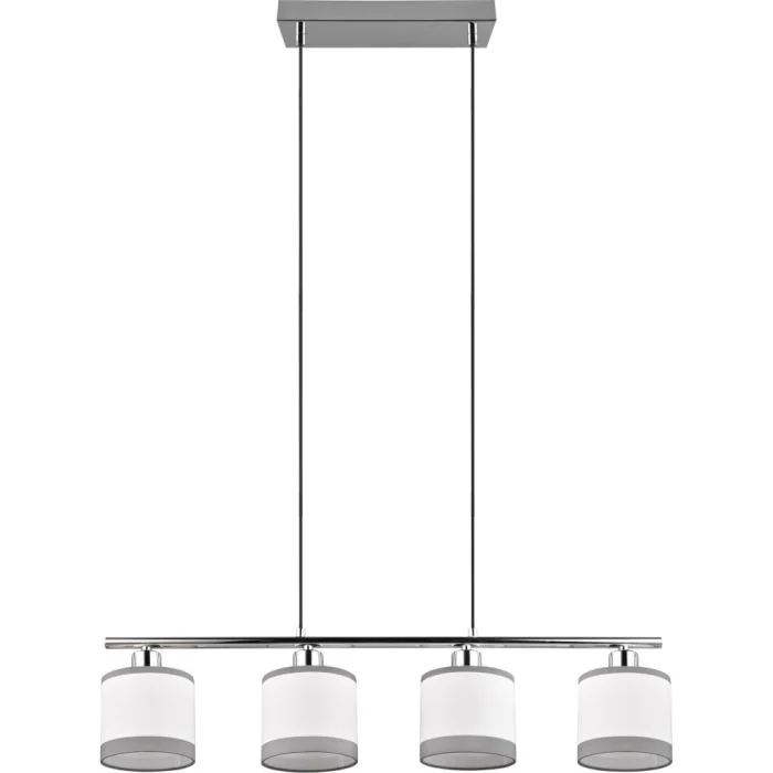 Trio Davos R31554006 chromen hanglamp met witte kapjes van textiel