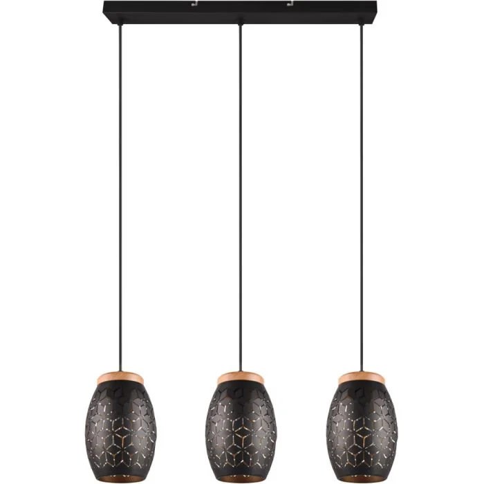 Trio Bidar R31573080 zwart met goud kleurige hanglamp