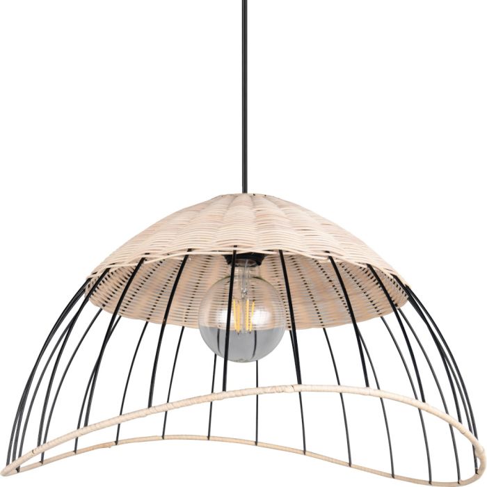 Casalum Sandrine R36211032 zwarte hanglamp met rotan