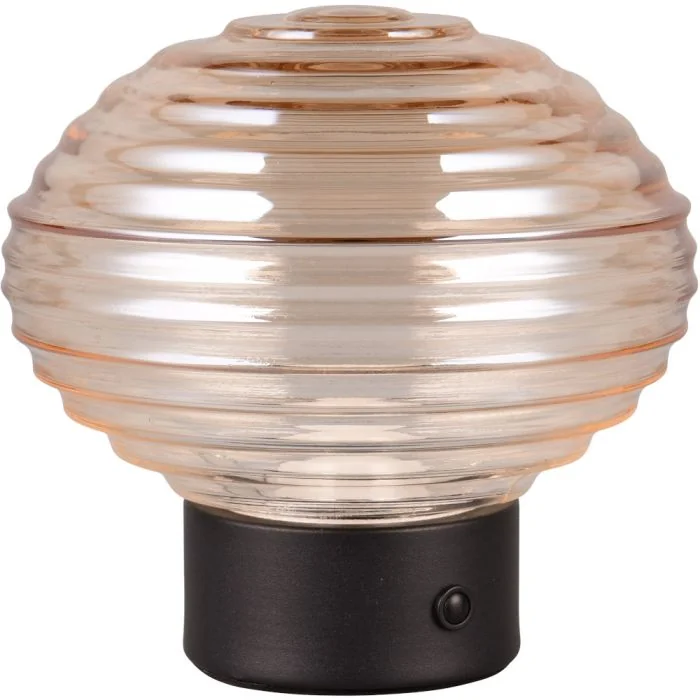 Reality Earl R57771113 zwarte oplaadbare tafellamp met amber glas