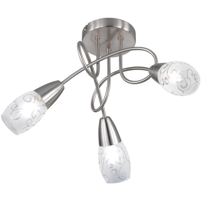 Trio Colmar R60023007 stalen plafondlamp met gesatineerd glas