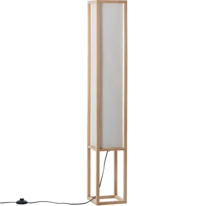 Brilliant Seaside 93093/09 landelijke vloerlamp van gelakt houten raamwerk met kap van textiel ertussen
