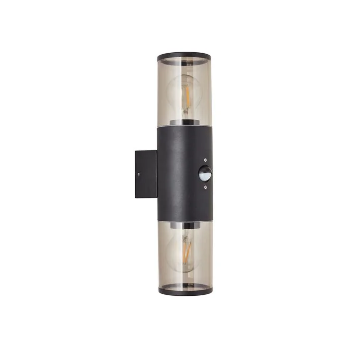 Brilliant Sergio 96474/63 mat zwarte buitenlamp met bewegingsmelder