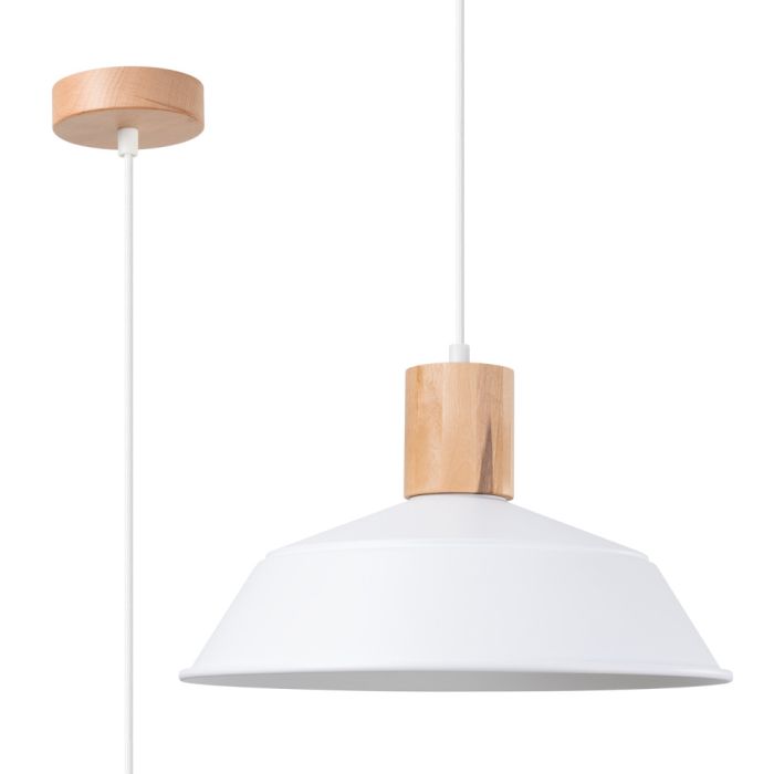 Sollux Fano SL.1321 witte hanglamp met hout