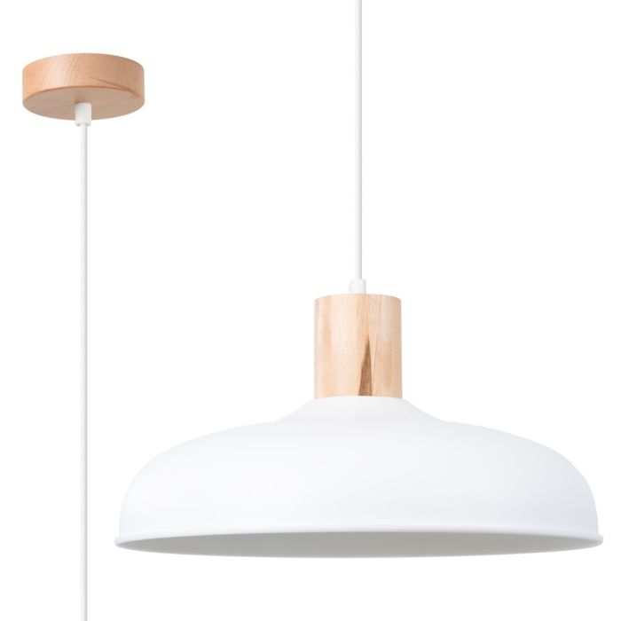 Sollux Indy SL.1323 witte hanglamp met hout