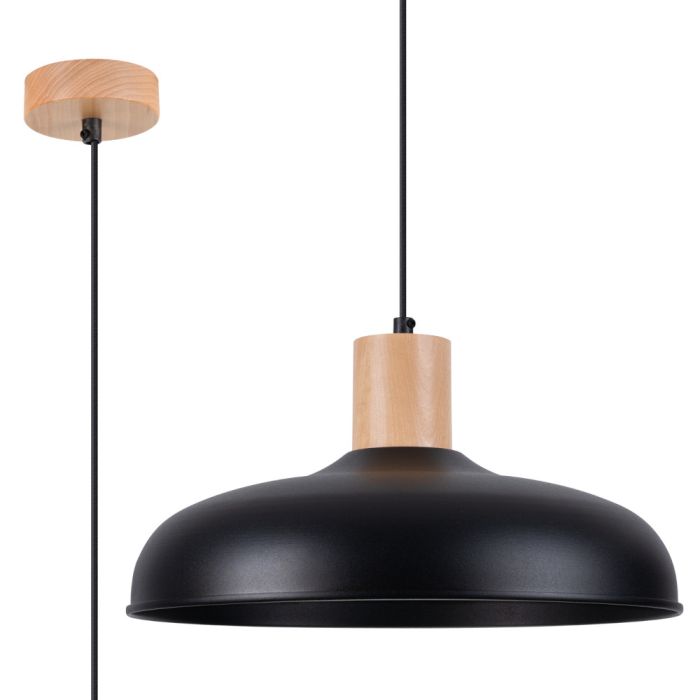 Sollux Indy SL.1324 zwarte hanglamp met hout