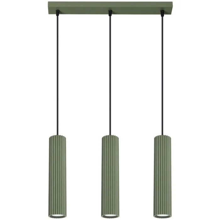 Sollux Karbon SL.1613 olijfgroene geribbelde hanglamp