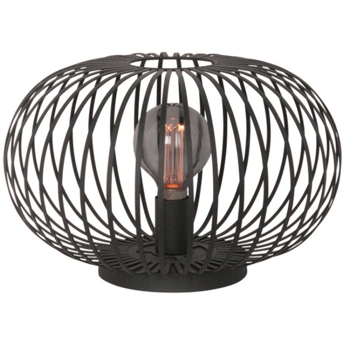 Freelight Aglio T7840Z zwarte tafellamp met kap van dunne reepjes metaal